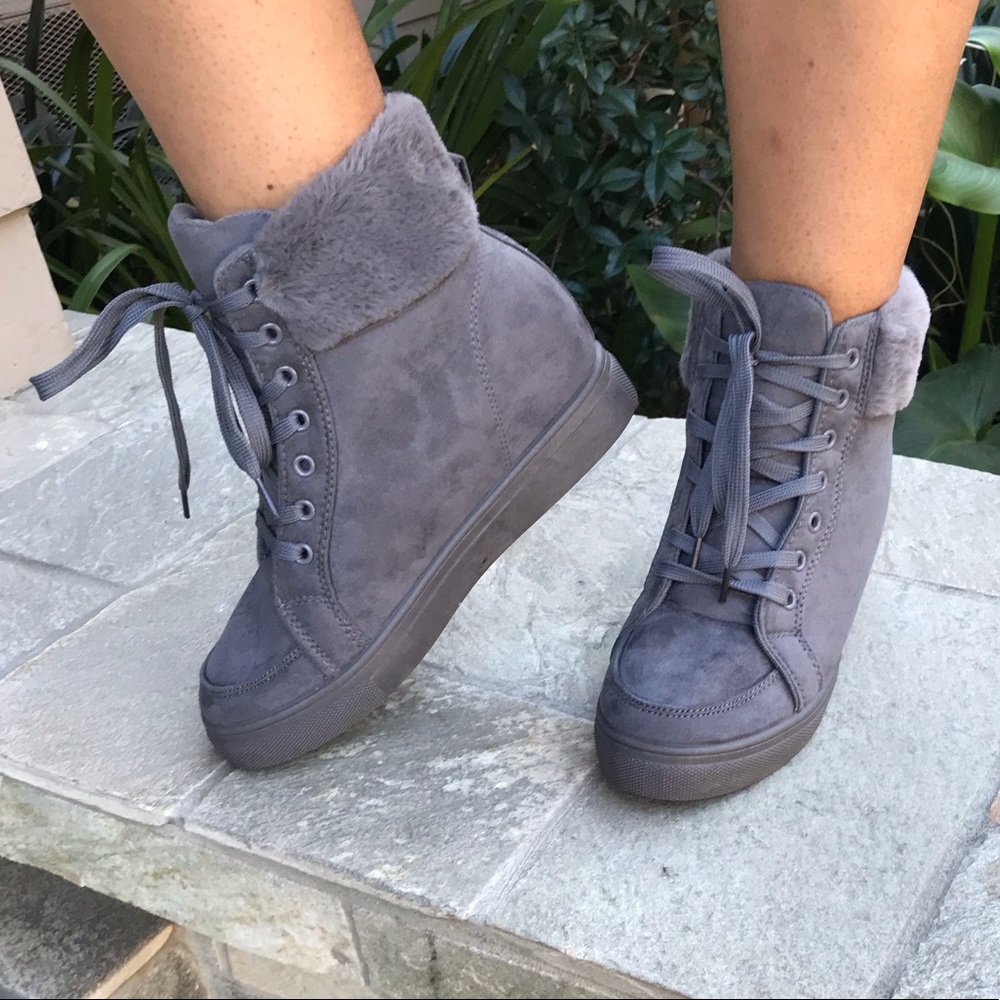Lace Up Grey Boots 3 left!!